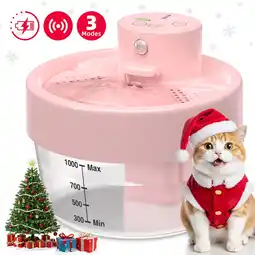 Walmart Charkool 1L Rechargeable Pet Fountain, Automatic Cat Water Fountain With Sensitive sensors, Pink offer