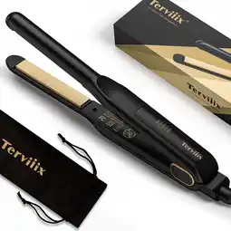Walmart Terviiix 1/2 Small Hair Straightener, Pencil Edges Flat Iron, Straighten & Curl in 1, Black offer