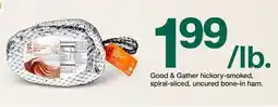 Target Good & Gather hickory-smoked, spiral-sliced, uncured bone-in ham offer