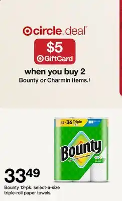 Target Bounty 12-pk. select-a-size triple-roll paper towels offer