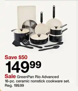Target GreenPan Rio Advanced 16-pc. ceramic nonstick cookware set offer