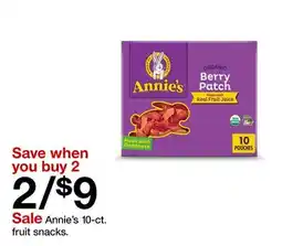 Target Annie's 10-ct. fruit snacks offer