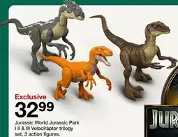 Target Jurassic World Jurassic Park I II & III Velociraptor trilogy set, 3 action figures offer