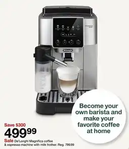 Target De'Longhi Magnifica coffee & espresso machine with milk frother offer