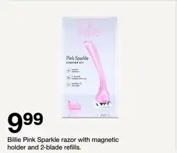 Target Billie Pink Sparkle razor with holder-refills offer