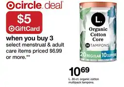 Target L. 30-ct. organic cotton multipack tampons offer