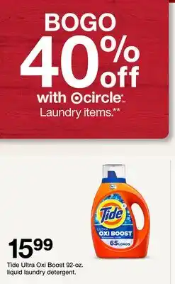 Target Tide Ultra Oxi Boost 92-oz. liquid laundry detergent offer