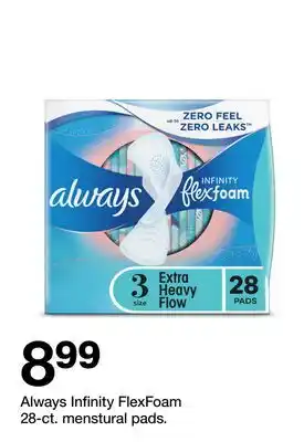 Target Always Infinity FlexFoam 28-ct. menstural pads offer