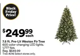 Michaels 7.5 ft. Pre-Lit Weston Fir Tree offer