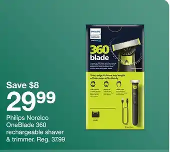 Target Philips Norelco OneBlade 360 rechargeable shaver & trimmer offer