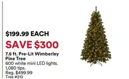 Michaels 7.5 ft. Pre-Lit Wimberley Pine Tree offer