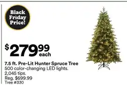 Michaels 7.5 ft. Pre-Lit Hunter Spruce Tree offer
