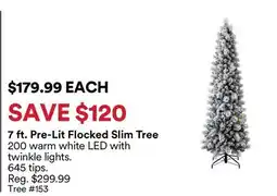 Michaels 7 ft. Pre-Lit Flocked Slim Tree offer