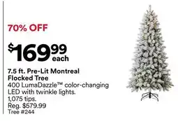 Michaels 7.5 ft. Pre-Lit montreal Flocked Tree offer