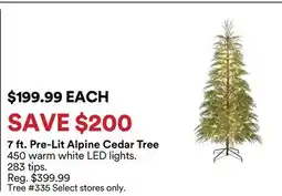 Michaels 7 ft. Pre-Lit Alpine Cedar Tree offer