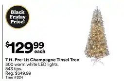 Michaels 7 ft. Pre-Lit Champagne Tinsel Tree offer