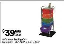 Michaels 5-Drawer rolling Cart by Simply Tidy offer