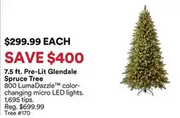 Michaels 7.5 ft. Pre-Lit Glendale Spruce Tree offer