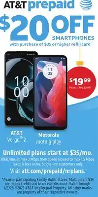 Family Dollar AT&T Verge 2 & Motorola moto g play Smartphones offer