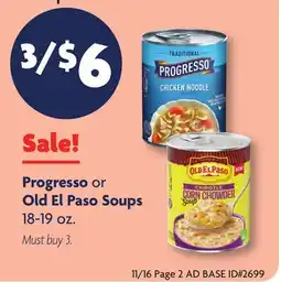 Family Dollar Progresso or Old El Paso Soups offer