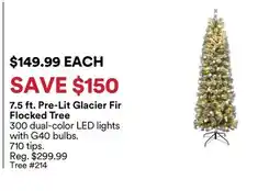 Michaels 7.5 ft. Pre-Lit Glacier Fir Flocked Tree offer