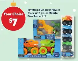 Family Dollar ToyMazing Dinosaur Playset, Truck Set 5 pk., or Monster Dino Trucks 2 pk offer