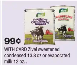 CVS Zivel sweetened condensed 13.8 oz or evaporated milk 12 oz offer