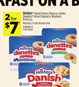 Dollar General Hostess Danish Cherry Cheese or Jumbo Donettes Glazed Original or Blueberry offer