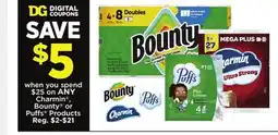 Dollar General Charmin , Bounty or Puffs Products offer