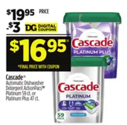 Dollar General Cascade Automatic Dishwasher Detergent offer