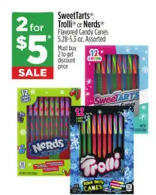 Dollar General SweetTarts , Trolli or Nerds Flavored Candy Canes offer