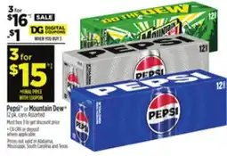 Dollar General Pepsi or Mountain Dew offer