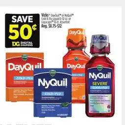 Dollar General Vicks DayQuil or NyQuil Cold & Flu Liquid or Liquicaps offer