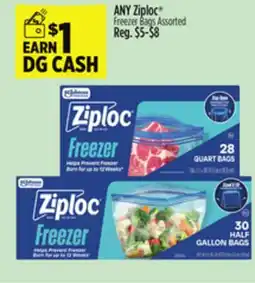 Dollar General ANY Ziploc Freezer Bags offer