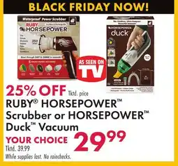 Boscov's RUBY HORSEPOWER Scrubber or HORSEPOWER Duck Vacuum offer