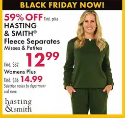 Boscov's HASTING & SMITH Fleece Separates offer