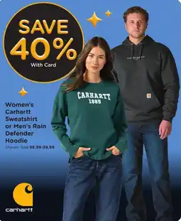 Kroger Women's Carhartt Sweatshirt or Men's Rain Defender Hoodie offer