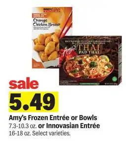 Meijer Amy's Frozen Entrée or Bowls 7.3-10.3 oz. or Innovasian Entrée 16-18 oz offer
