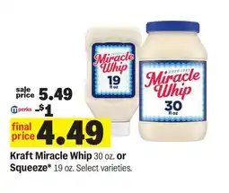 Meijer Kraft Miracle Whip 30 oz. or Squeeze 19 oz offer