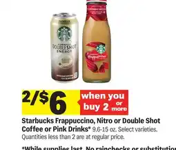 Meijer Starbucks Frappuccino, Nitro or Double Shot Coffee or Pink Drinks offer