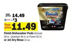 Meijer Finish Dishwasher Pods Ultimate 38 ct., Quantum 48 ct. or Power 62 ct. or Jet Dry Rinse 32 oz offer