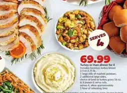 Hy-Vee Turkey or Ham dinner for 4 offer