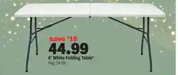 Meijer 6' White Folding Table offer