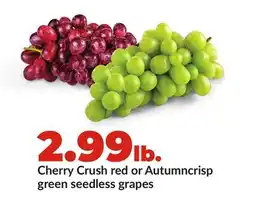 Hy-Vee red or Autumncrisp green seedless grapes offer