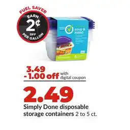 Hy-Vee Simply Done disposable storage containers offer