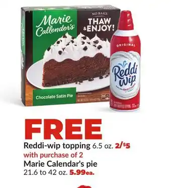 Hy-Vee Reddi-wip topping or Marie Callender's pie offer