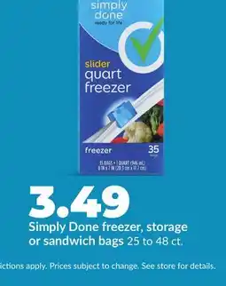 Hy-Vee Simply Done freezer, storage or sandwich bags offer