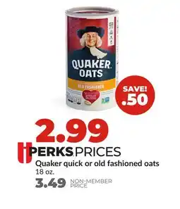 Hy-Vee Quaker quick or old fashioned oats offer
