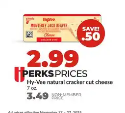 Hy-Vee Hy-Vee natural cracker cut cheese offer