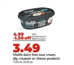 Hy-Vee Violife dairy-free sour cream, dip, creamer or cheese products offer